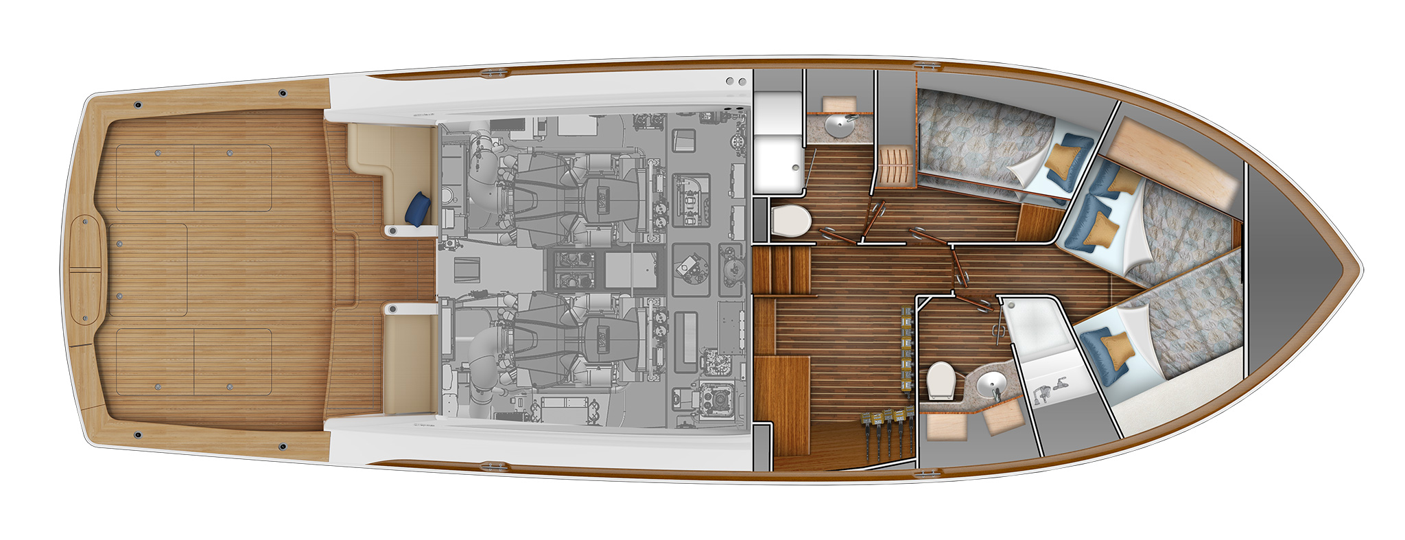 Two Stateroom with Rod and Tackle Storage/Crossover Forward
