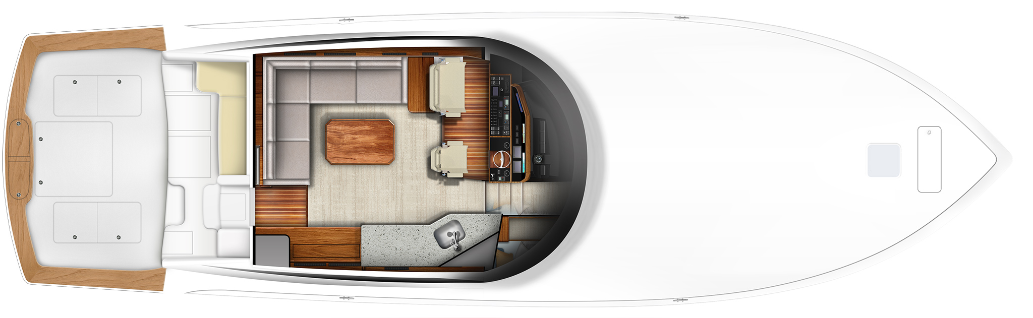 Galley Up - Four Stateroom Helm Optional