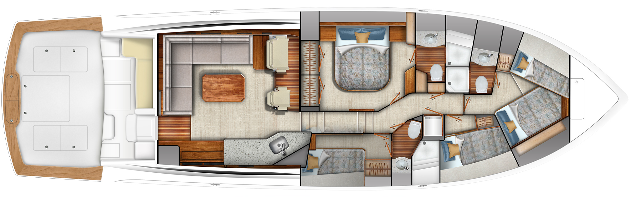 Galley Up - Four Stateroom Athwartship Master Standard, Crossover Forward Optional